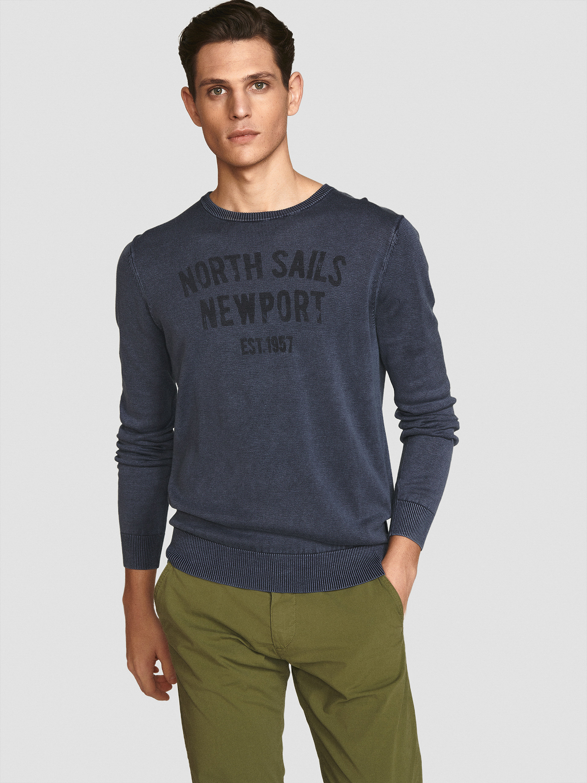 North Sails PRINT COTTON AND VISCOSE BLEND SWEATER 698508