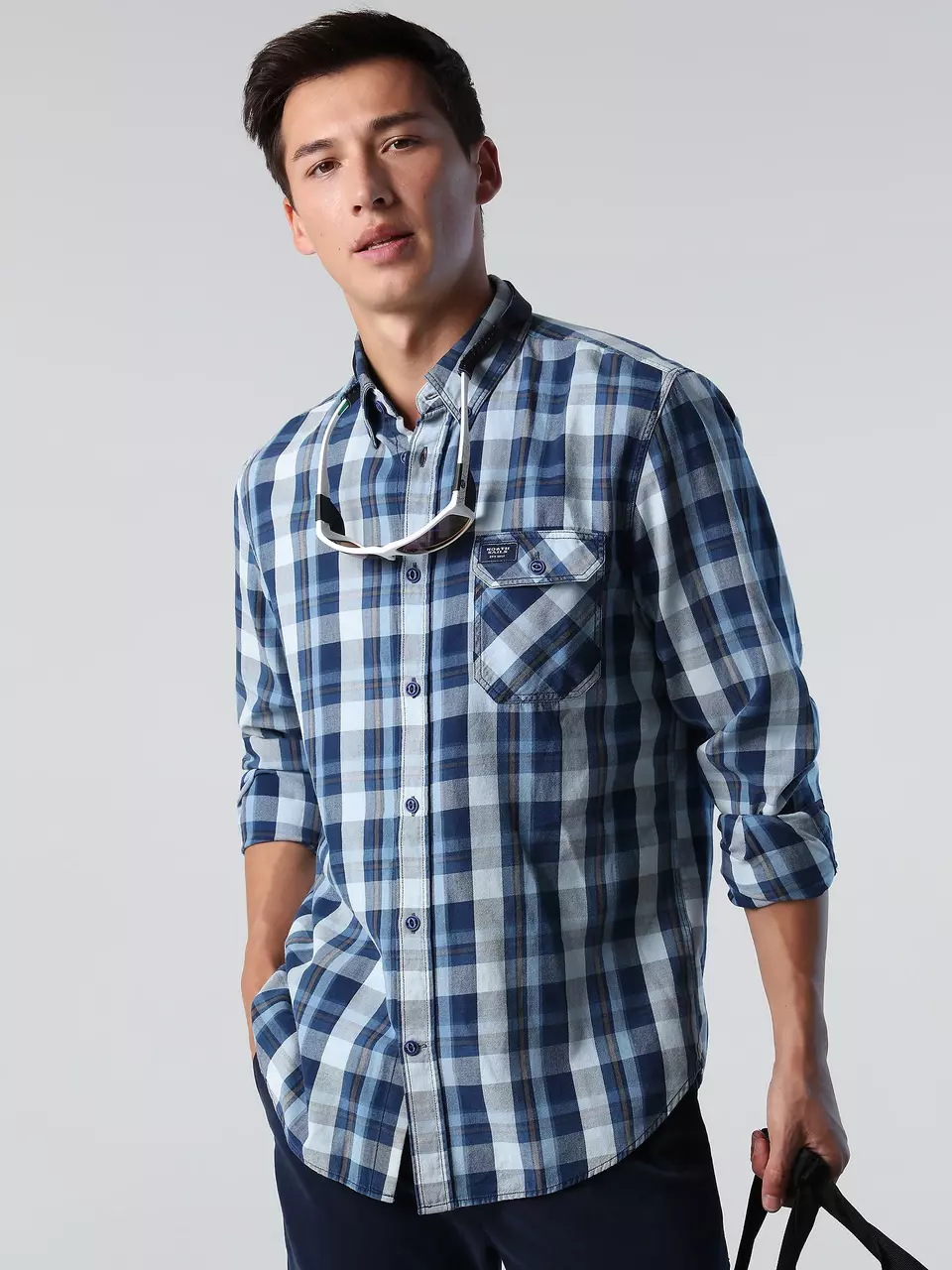 North Sails MUŠK. MAJICA INDIGO CHECK SHIRT B.D 664217