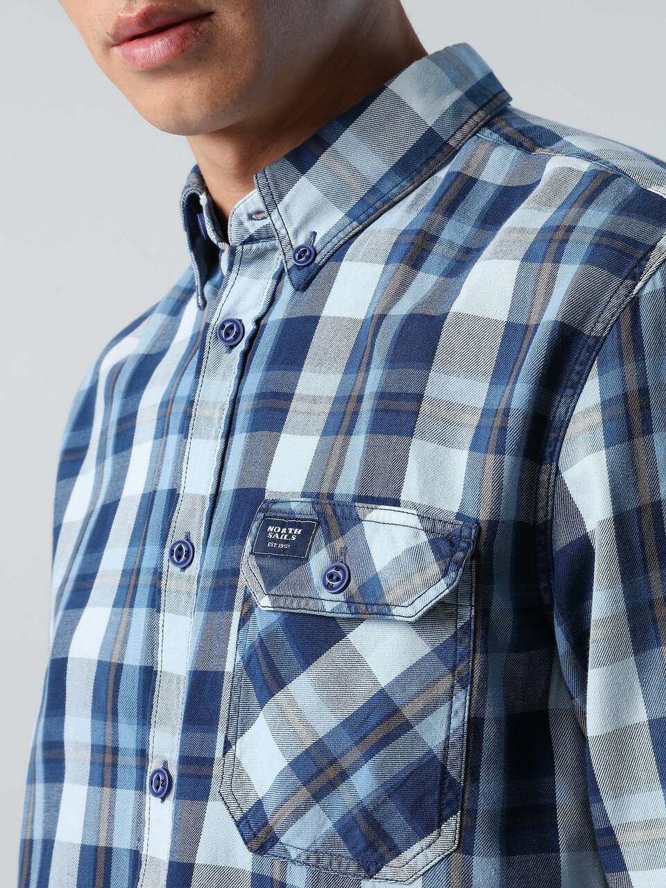 North Sails MUŠK. MAJICA INDIGO CHECK SHIRT B.D 664217